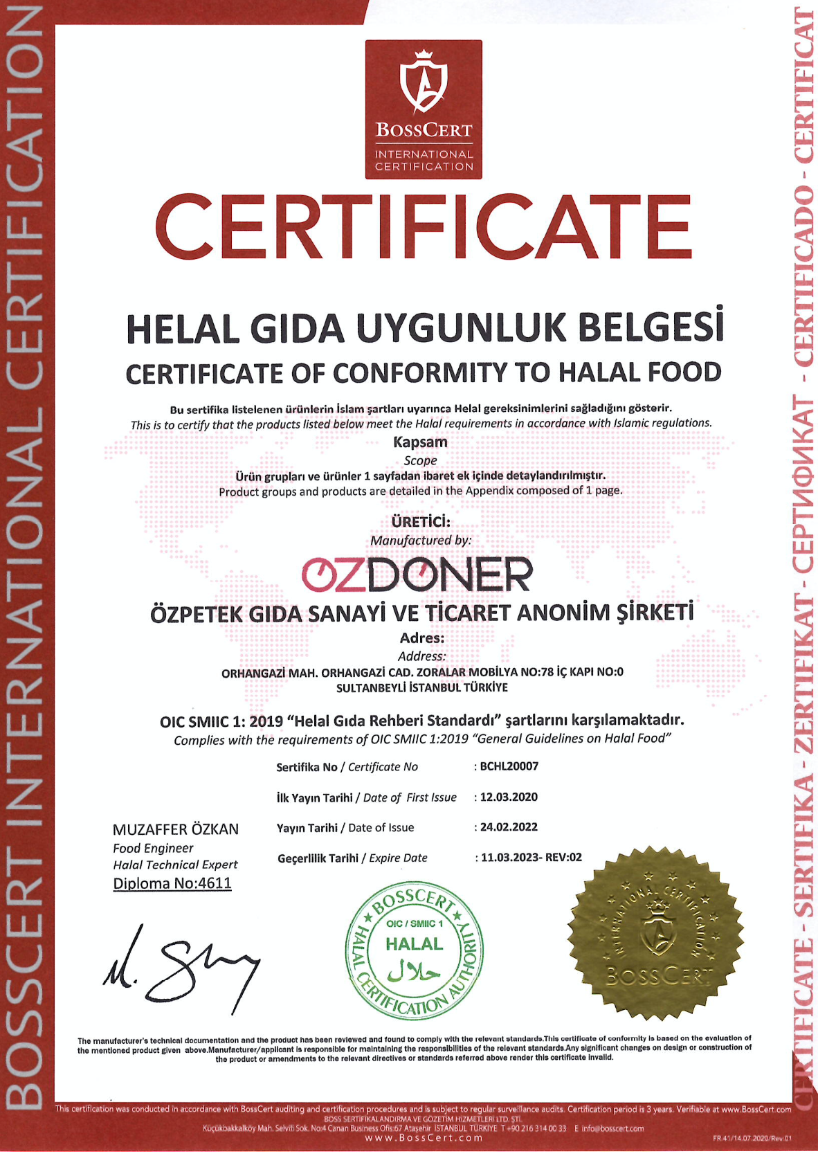 Helal Gıda Uygunluk Belgesi